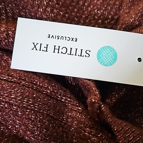 NWT Pink Clover Open Front Textured Burgundy Cardigan Sweater Sz Medium - Picture 9 of 12